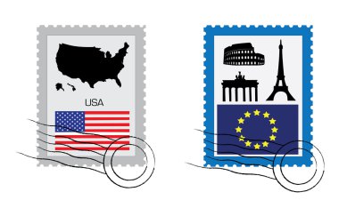 Set of stamps clipart