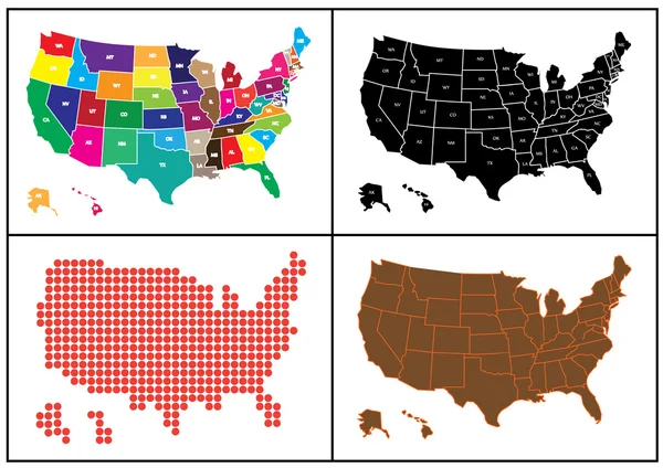 Mosaik mit Landkarten der USA — Stockvektor