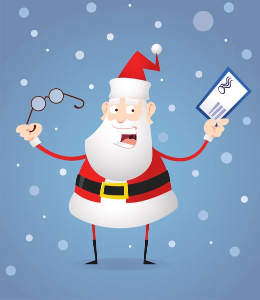 Papai Noel com óculos e carta — Vetor de Stock