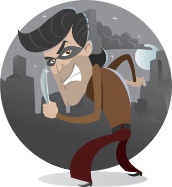 Criminal with the sharp knife clipart