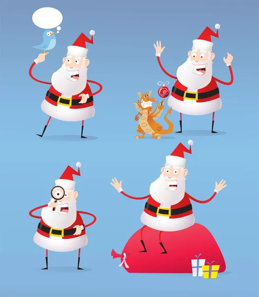 Nouvel an du Père Noël et icône de Noël — Image vectorielle