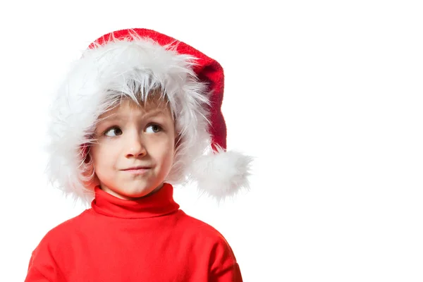 圣诞老人子句帽子的男孩 — 图库照片