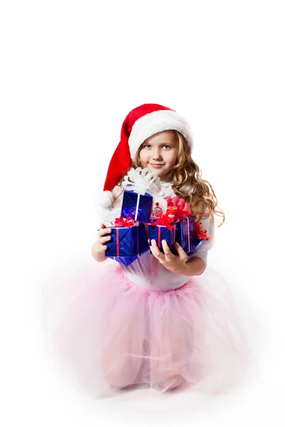 Una niña con los regalos —  Fotos de Stock