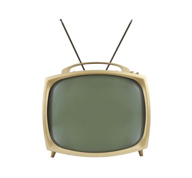 1950's Portable Television with Antennas Up clipart