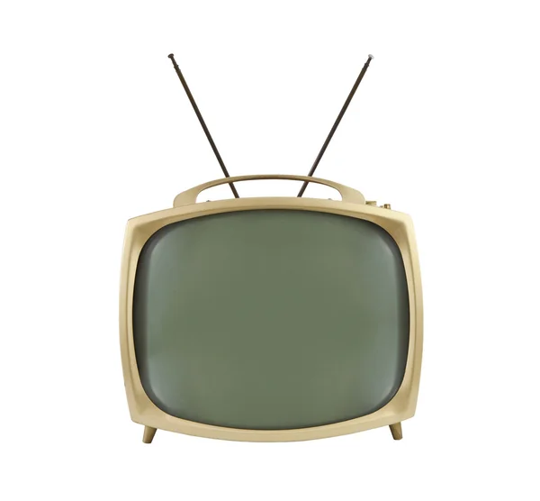 Портативный телевизор 1950-х годов с антеннами вверх — стоковое фото
