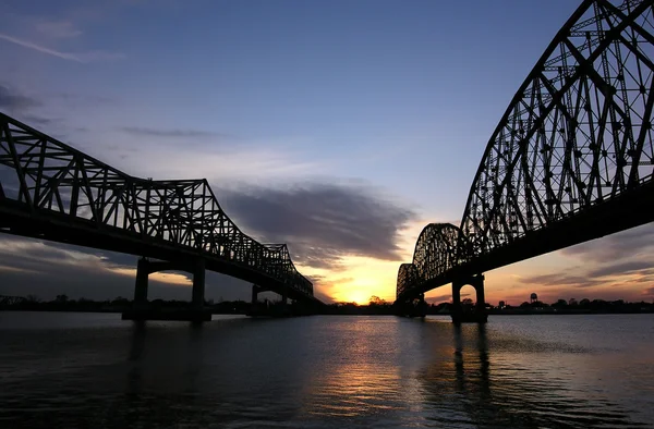 Louisiana Sunset Bridges — Stock Photo, Image