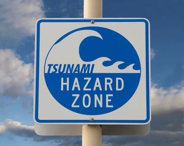 Znak ostrzeżenie Tsunami — Zdjęcie stockowe