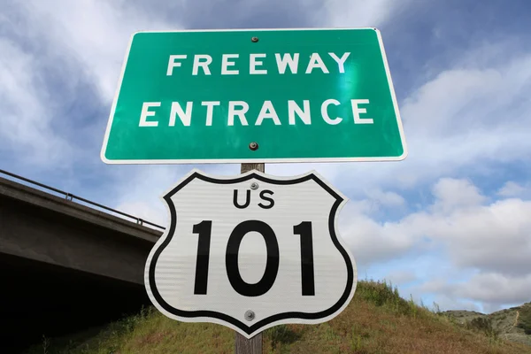 Sinal de entrada na auto-estrada US 101 — Fotografia de Stock