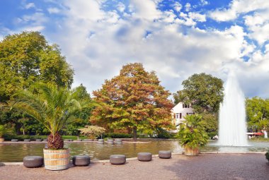 Central park with a fountain. Europe, Germany, Baden-Baden. clipart