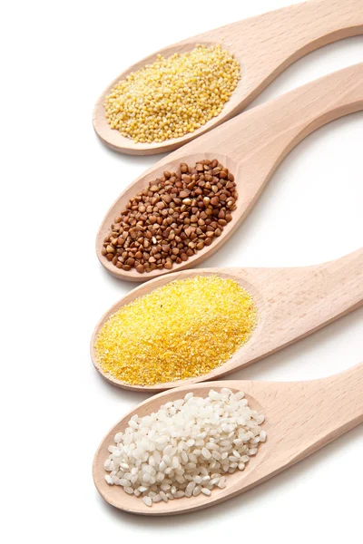 Zestaw zbóż dla zdrowej diety. — Zdjęcie stockowe