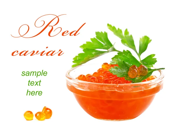 Caviar rojo con primer plano de perejil —  Fotos de Stock