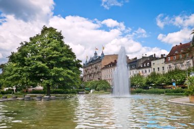 Central park with a fountain. Europe, Germany, Baden-Baden. clipart