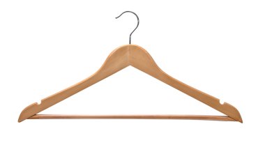 Wooden coat hanger isolated on a white background. clipart