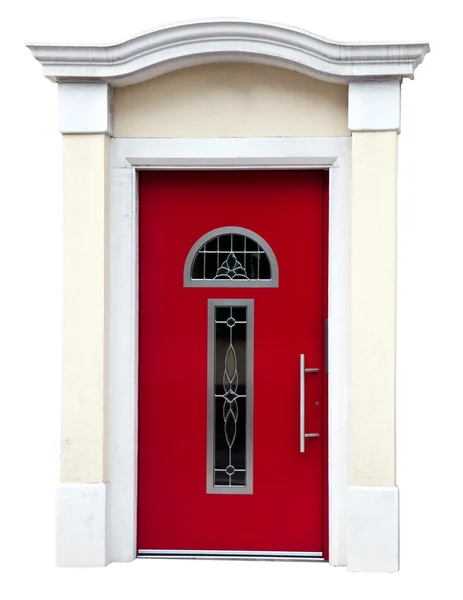 Красная дверь на белом фоне. — стоковое фото
