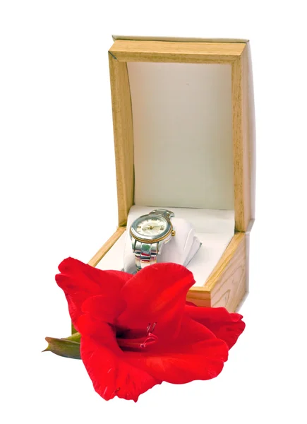 Σετ δώρου - Γυναικεία ρολόγια και γλαδιόλες. — Φωτογραφία Αρχείου