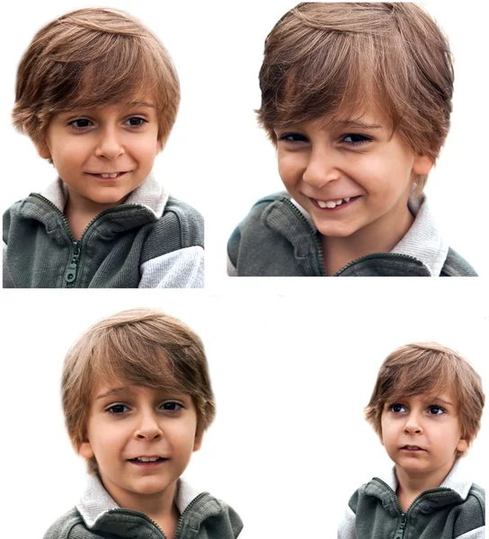 感情的な小さな男の子の肖像画のセット. — ストック写真
