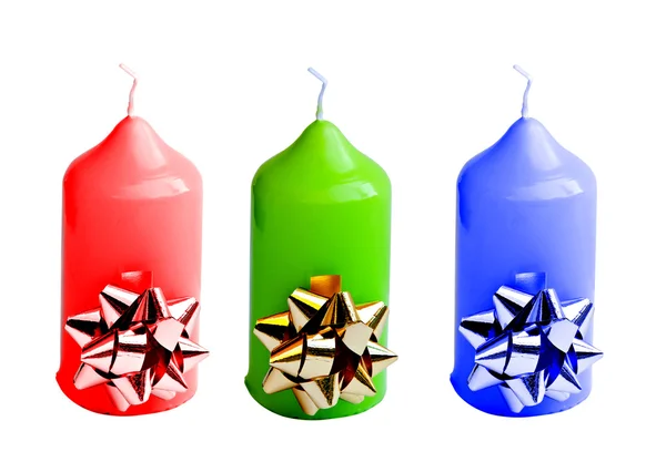 Colored candles, isolated on a white background. — Stock Photo, Image