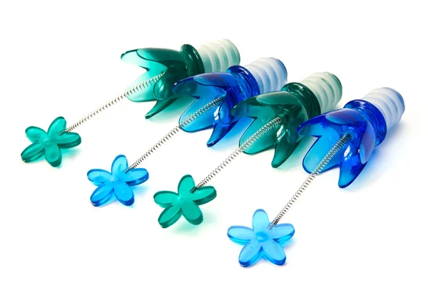 Blauwe plastic fles caps. — Stockfoto