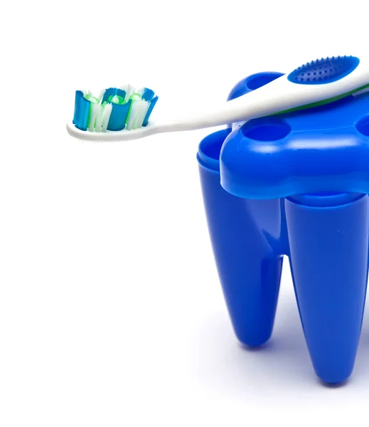 Blue glass for toothbrushes — Stock Photo, Image