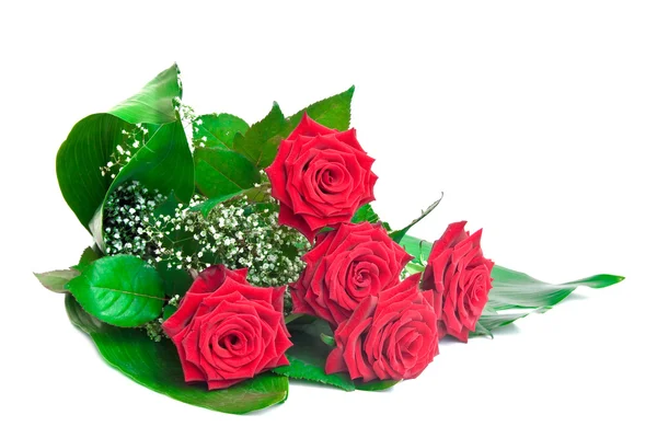 Bouquet di rose rosse isolato su sfondo bianco. — Foto Stock
