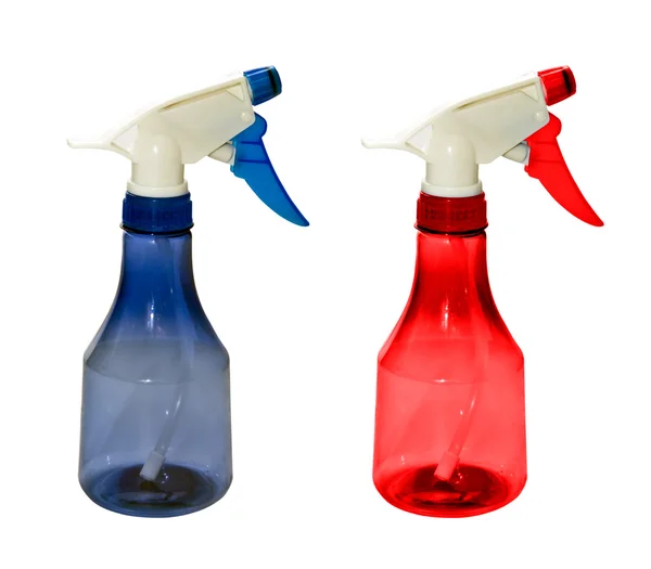 Bottiglia con testa spray, isolata su fondo bianco . — Foto Stock