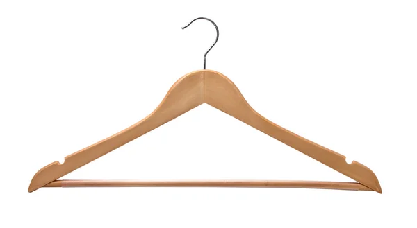 Wooden coat hanger isolated on a white background. — Stock Photo, Image