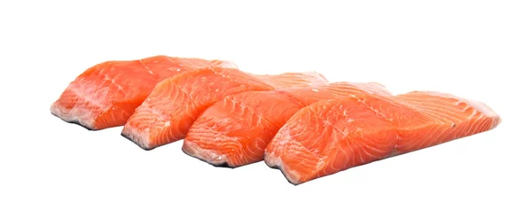 Slices of salmon, isolated on a white background. — Stock Photo, Image