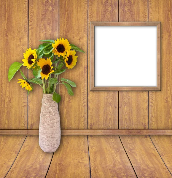 Dřevěný rám na desky budeš na zeď. — Stock fotografie