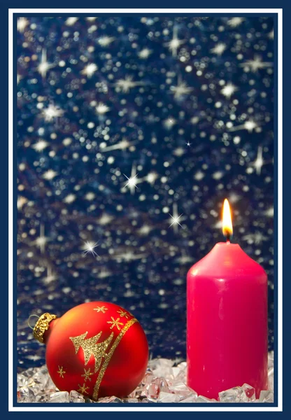 Vánoční pozadí se svíčkou — Stock fotografie