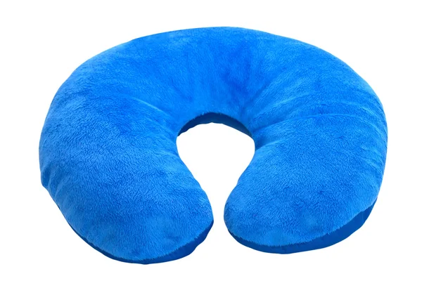 Голубая шейная подушка, изолированная на белом фоне . — стоковое фото