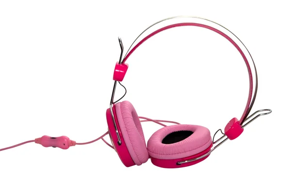 Růžová sluchátka izolovaných na bílém pozadí. — Stock fotografie