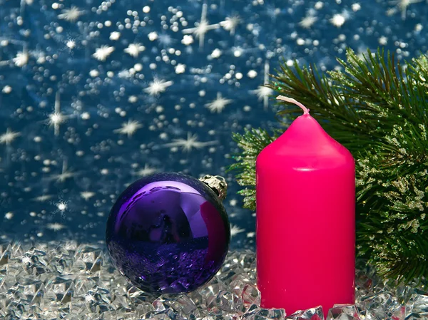 Fundo de Natal com uma vela — Fotografia de Stock