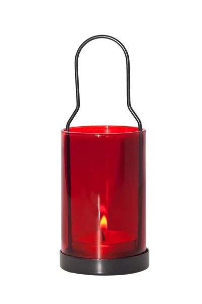 Rote Kerze isoliert auf weißem Hintergrund — Stockfoto