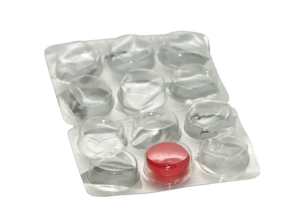 Tablettenverpackung isoliert auf weißem Hintergrund. — Stockfoto