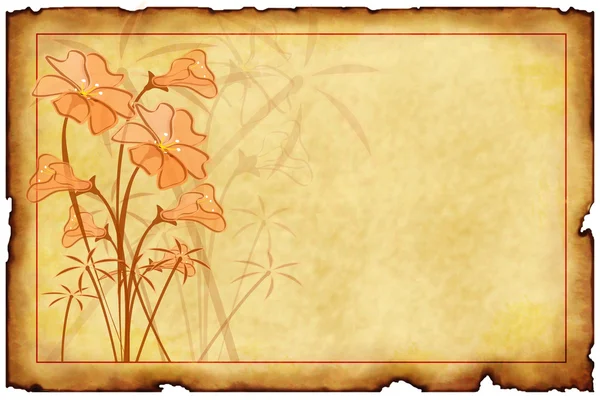 Çiçek desenleri ile eski kartpostal — Stok fotoğraf