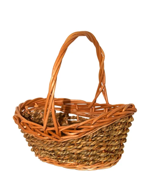 Wicker basket isolated on a white background. — Stock Photo, Image
