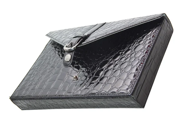 Black briefcase made from crocodile leather. — Stock Photo, Image