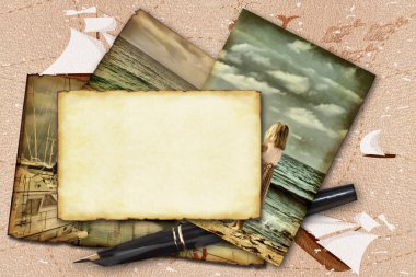 Abstract frame marine theme clipart