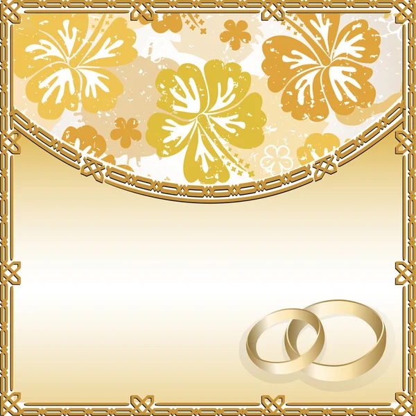 Kaart van de bruiloft met een bloemmotief en plaats voor tekst — Stockvector