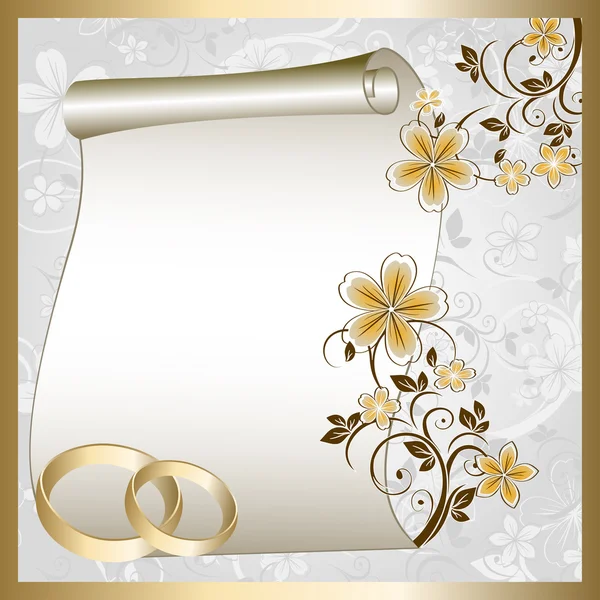 婚礼卡与花卉图案和地方的文本 — 图库矢量图片