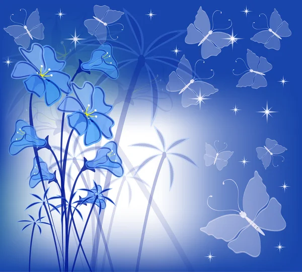 Blommönster med nattfjärilar. — Stock vektor