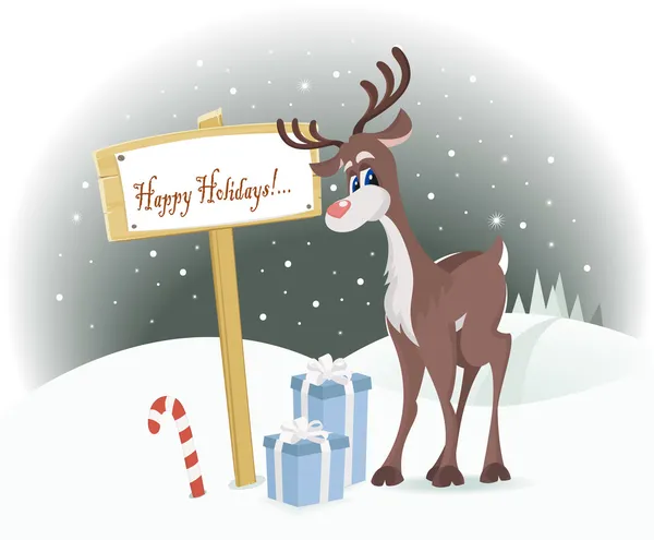 Rudolph Reindeer Joyeuses Fêtes — Image vectorielle