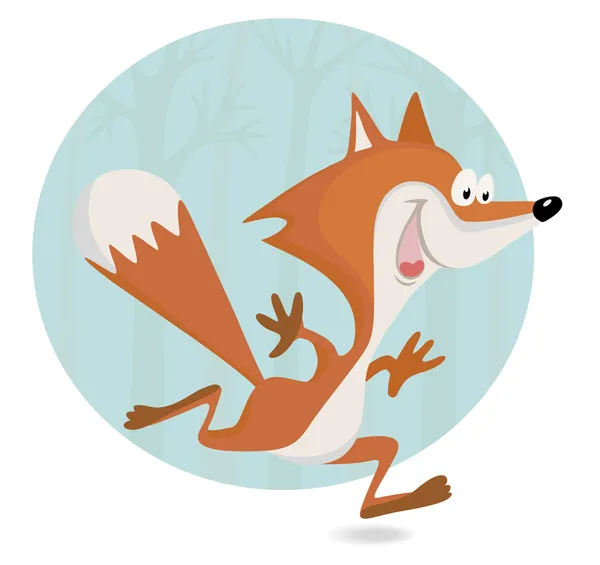 Little Fox In The Forest — Stock Vector