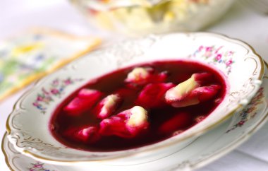 Traditional christmas borscht with dumplings clipart