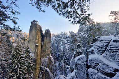 Czech Rock Town during the winter clipart