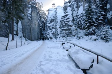 Czech Rock Town during the winter clipart