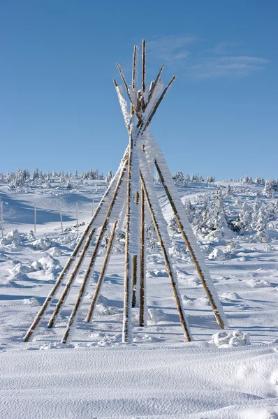 Tipi frame during the winter — Stock Photo, Image