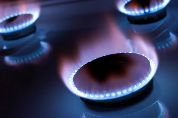 Gas burner in the kitchen oven — Stock Photo, Image