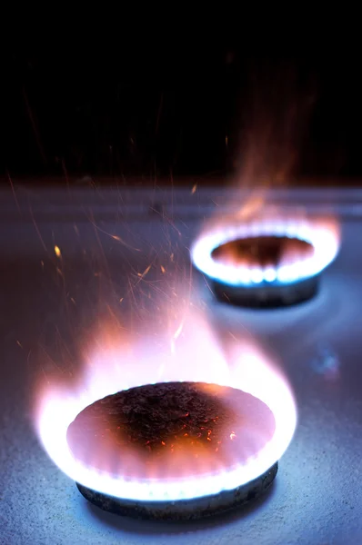 Queimador de gás no forno de cozinha — Fotografia de Stock