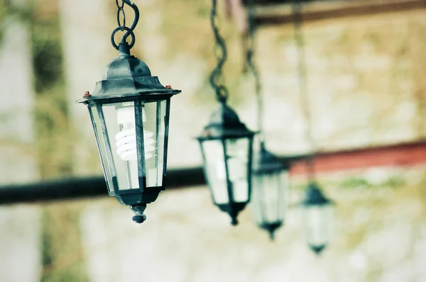 Row of lanterns with blurred background — Stock Photo, Image